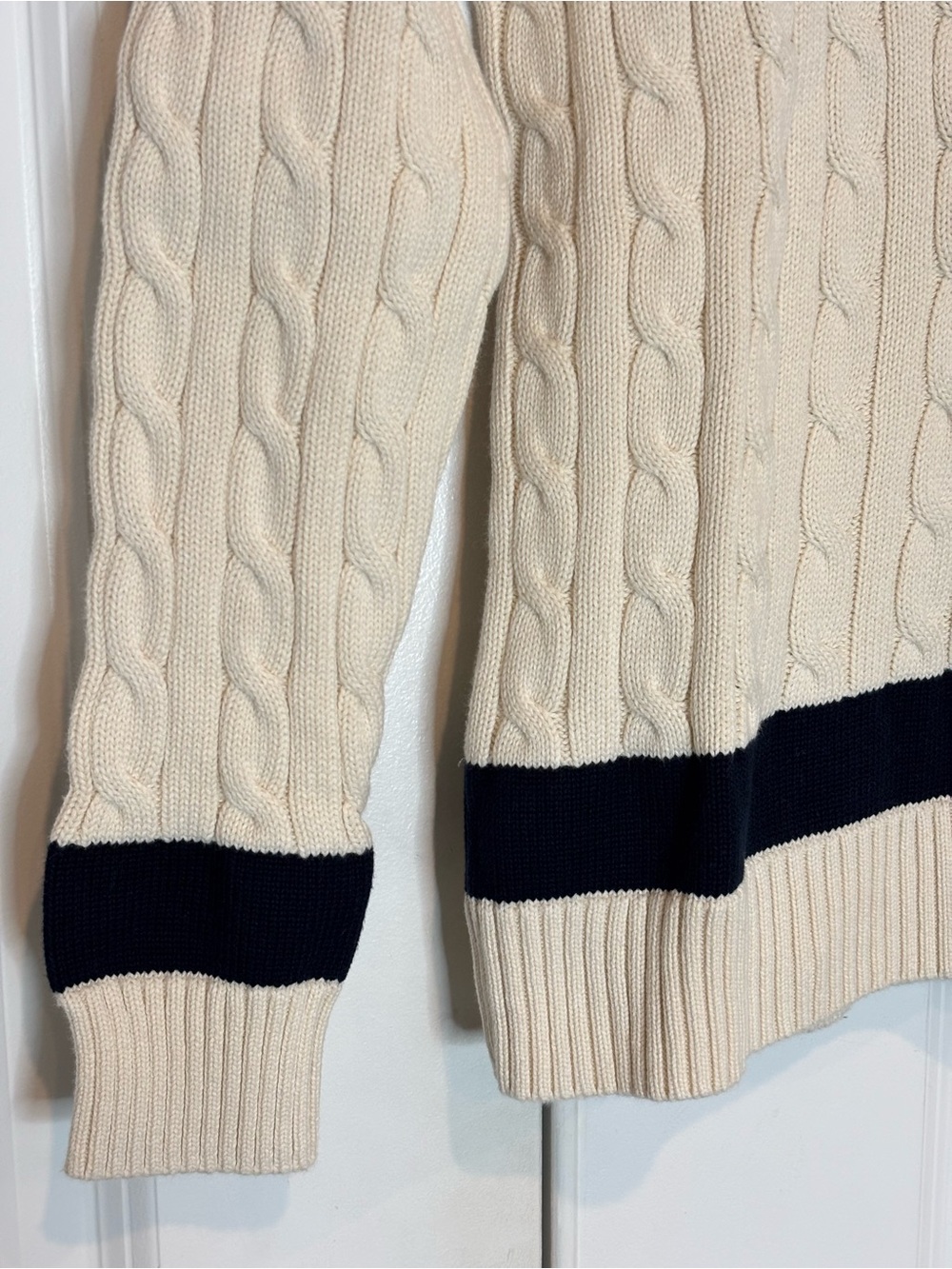 LAUREN Ralph Lauren Cable Knit Cotton Cricket Sweater Embroidered Anchor M - Picture 5 of 8